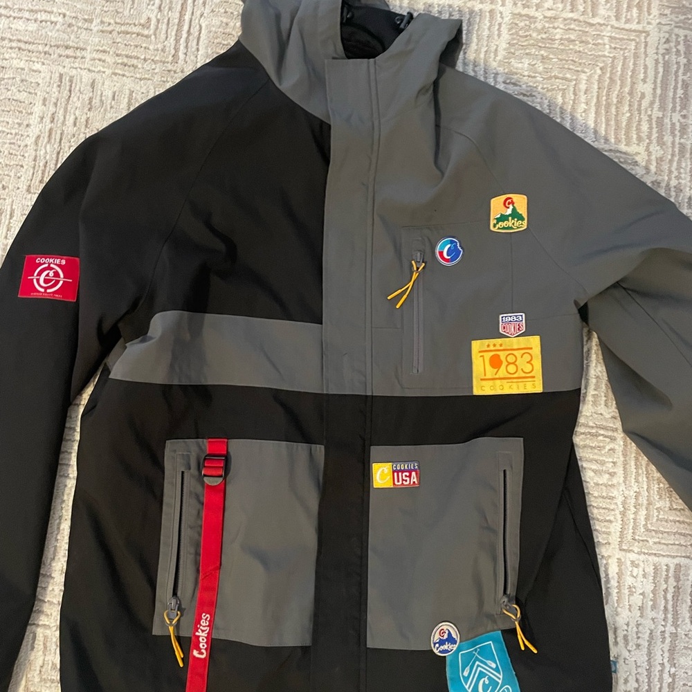 Black and Gray Performance Jacket with High Collar